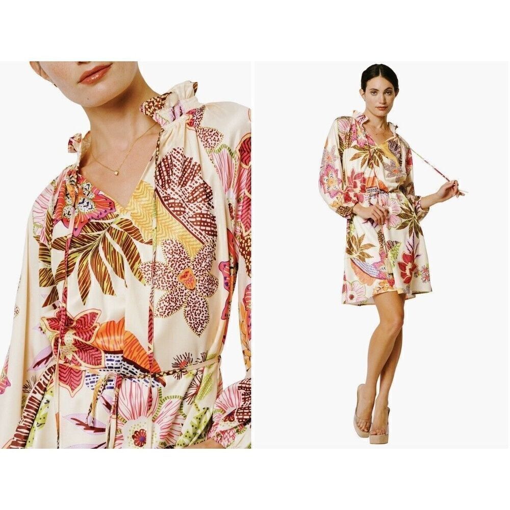New CIEBON Drea Floral Long Sleeve Minidress Size Medium